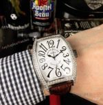 Copy Franck Muller Platinum Rotor Diamond Case White Dial Watch